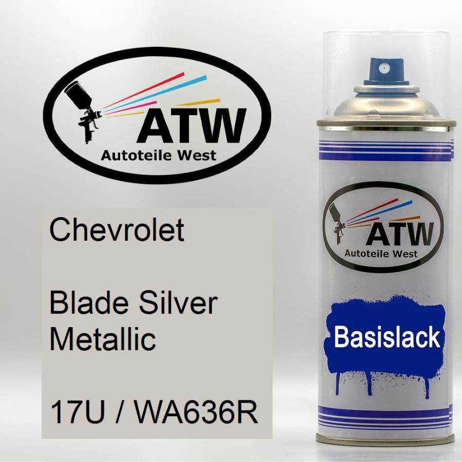 Chevrolet, Blade Silver Metallic, 17U / WA636R: 400ml Sprühdose, von ATW Autoteile West.